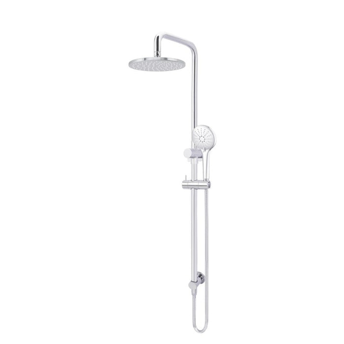 POLISHED CHROME ROUND COMBINATION SHOWER RAIL, 200MM ROSE, THREE FUNCTION HAND SHOWER