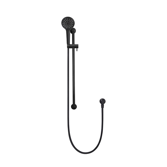 MATTE BLACK ROUND THREE FUNCTION HAND SHOWER ON RAIL COLUMN