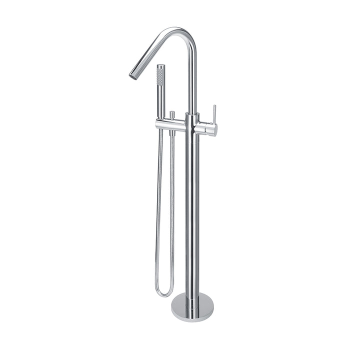 POLISHED CHROME ROUND FREESTANDING BATH SPOUT AND HAND SHOWER