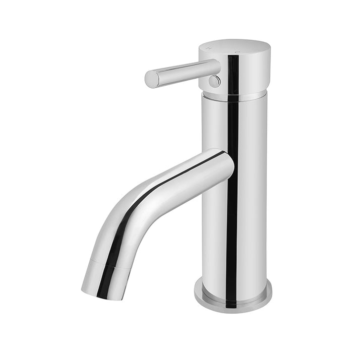 POLISHED CHROME ROUND BASIN MIXER CURVED