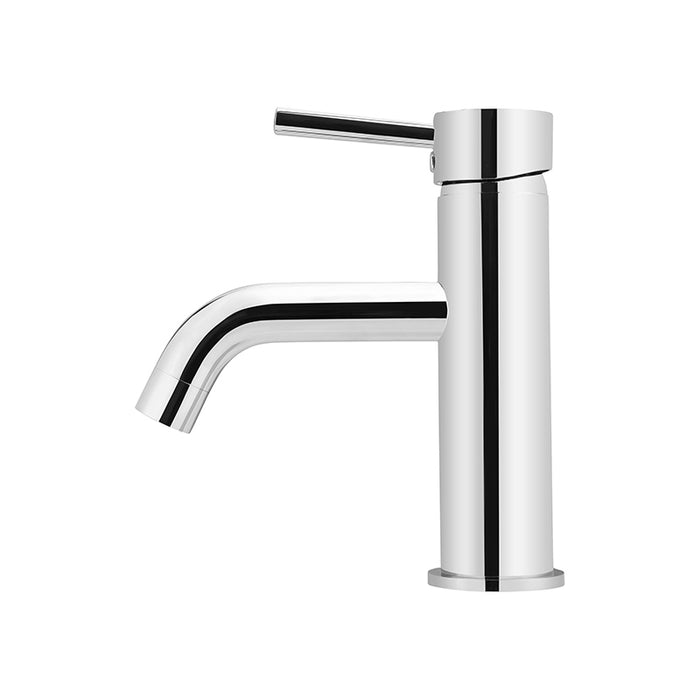 POLISHED CHROME ROUND BASIN MIXER CURVED