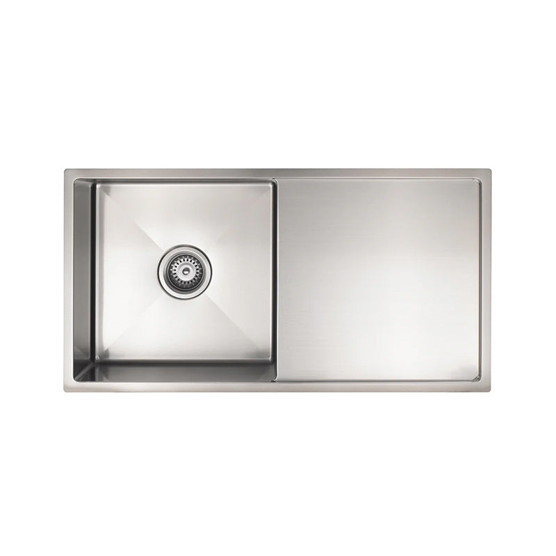BRUSHED NICKEL KITCHEN SINK - SINGLE BOWL & DRAINBOARD 840 X 440