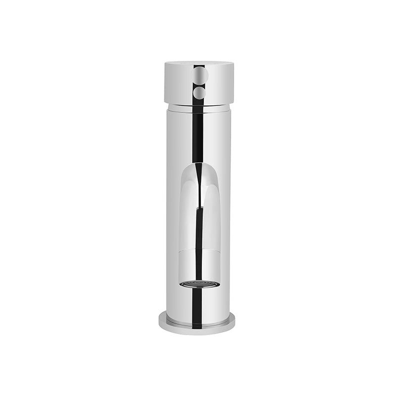 POLISHED CHROME ROUND BASIN MIXER CURVED