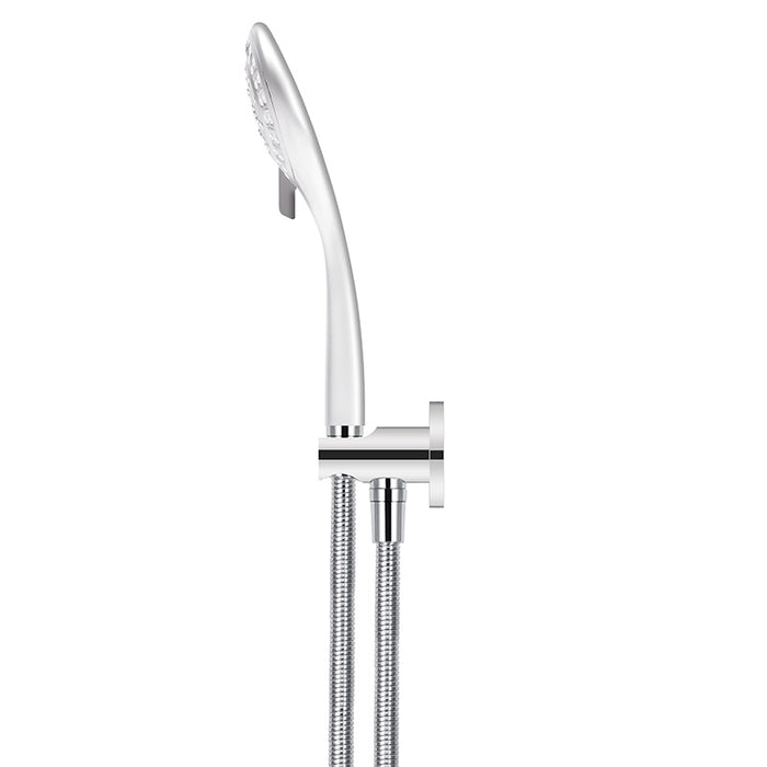 CHROME ROUND THREE FUNCTION HAND SHOWER ON FIXED BRACKET