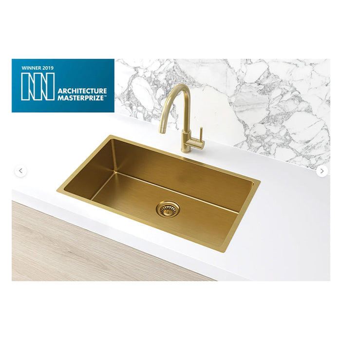 BRUSHED BRONZE GOLD KITCHEN SINK - SINGLE 760 X 440