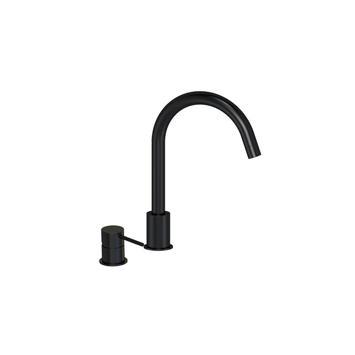 MATTE BLACK ROUND DECK MIXER & SPOUT