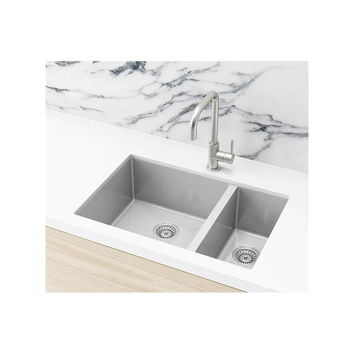 BRUSHED NICKEL KITCHEN SINK - ONE AND HALF BOWL 670 X 440