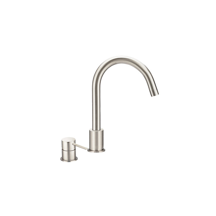 BRUSHED NICKEL ROUND DECK MIXER & SPOUT