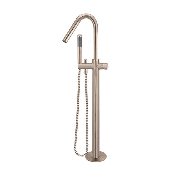 CHAMPAGNE ROUND PINLESS FREESTANDING BATH SPOUT AND HAND SHOWER