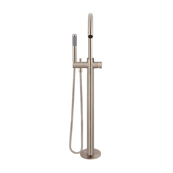 CHAMPAGNE ROUND PINLESS FREESTANDING BATH SPOUT AND HAND SHOWER