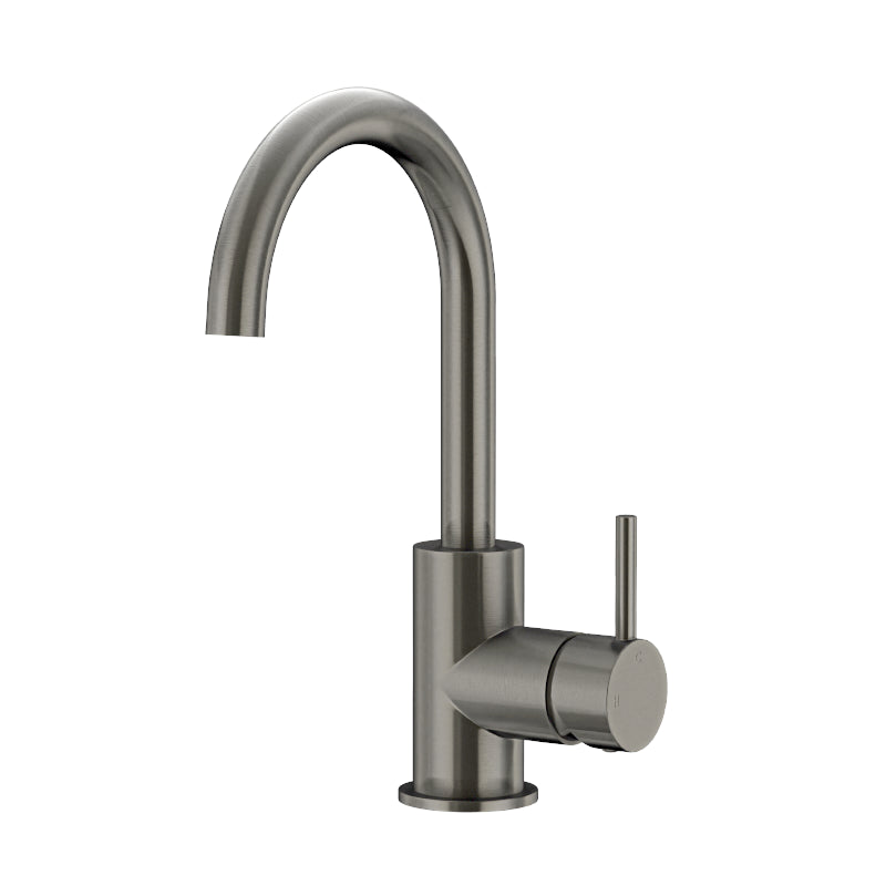 SHADOW ROUND GOOSENECK BASIN MIXER WITH COLD START
