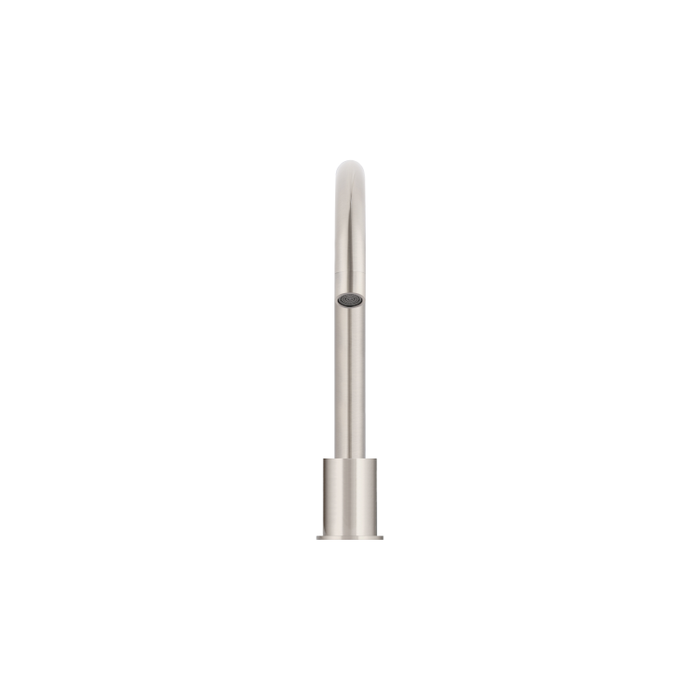BRUSHED NICKEL ROUND HOB MOUNTED SWIVEL SPOUT