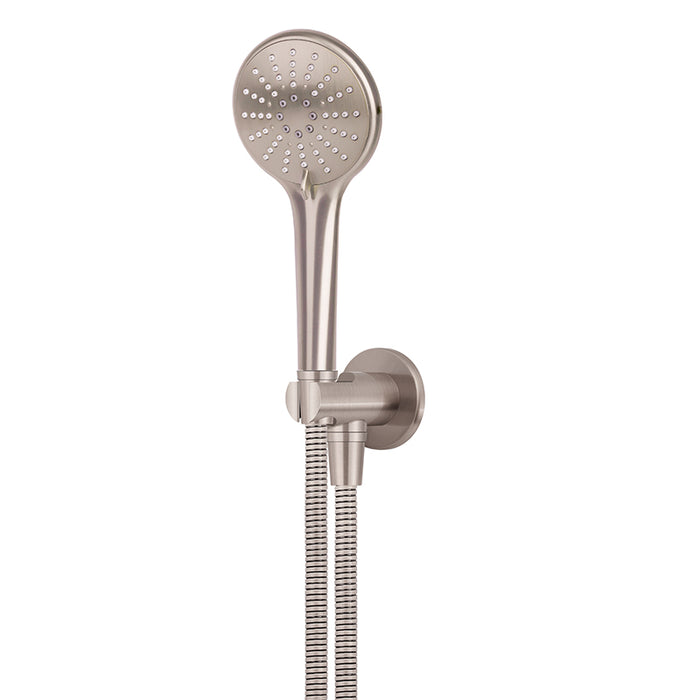 CHAMPAGNE ROUND THREE FUNCTION HAND SHOWER ON FIXED BRACKET