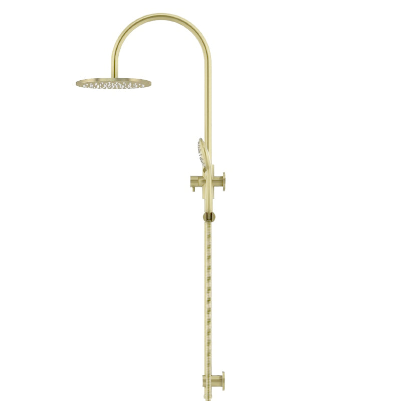TIGER BRONZE ROUND GOOSENECK SHOWER SET WITH 200MM ROSE, THREE-FUNCTION HAND SHOWER
