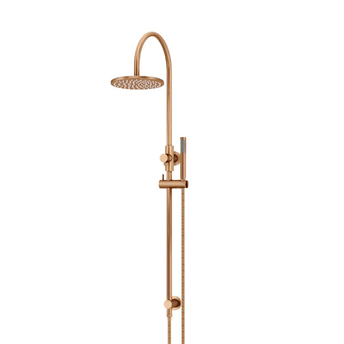 LUSTRE BRONZE ROUND GOOSENECK SHOWER SET WITH 200MM ROSE, SINGLE-FUNCTION HAND SHOWER
