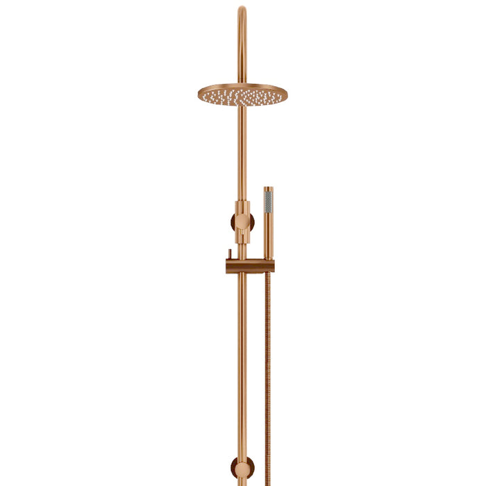 LUSTRE BRONZE ROUND GOOSENECK SHOWER SET WITH 200MM ROSE, SINGLE-FUNCTION HAND SHOWER