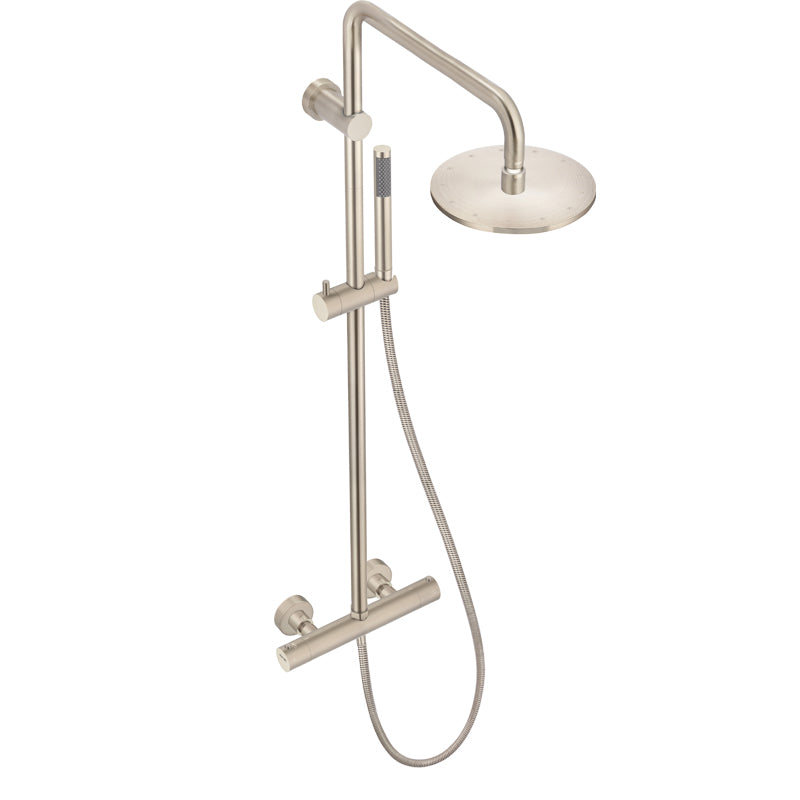 CHAMPAGNE ROUND EXPOSED THERMOSTATIC SHOWER RAIL AND HAND SHOWER