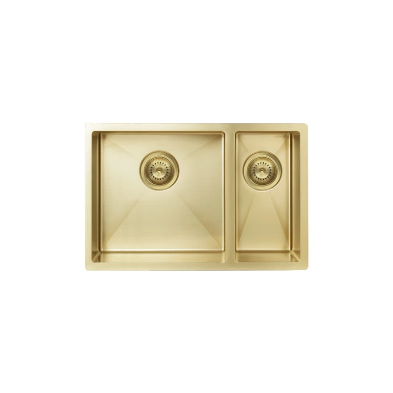 BRUSHED BRONZE GOLD KITCHEN SINK - ONE AND HALF BOWL 670 X 440 — Mandk
