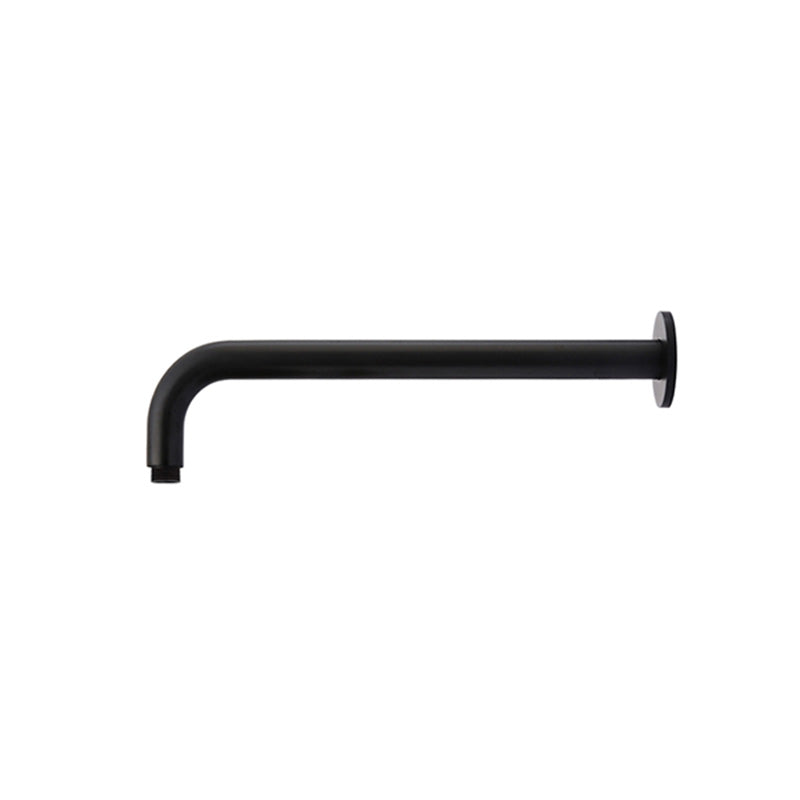MATT BLACK ROUND WALL CURVED SHOWER ARM 400MM