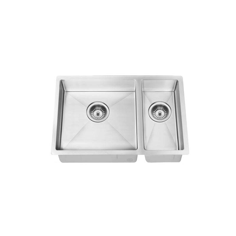 BRUSHED NICKEL KITCHEN SINK - ONE AND HALF BOWL 670 X 440