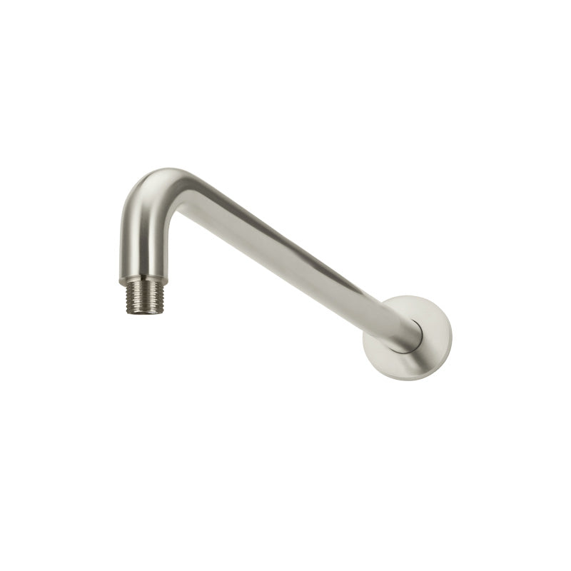 BRUSHED NICKEL ROUND WALL CURVED SHOWER ARM 400MM