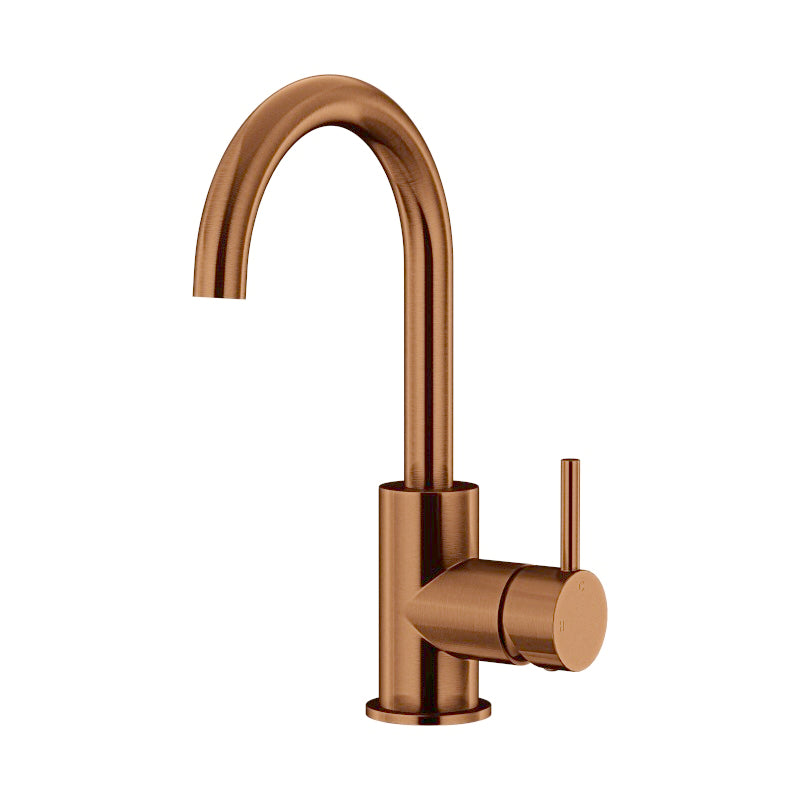 LUSTRE BRONZE ROUND GOOSENECK BASIN MIXER WITH COLD START