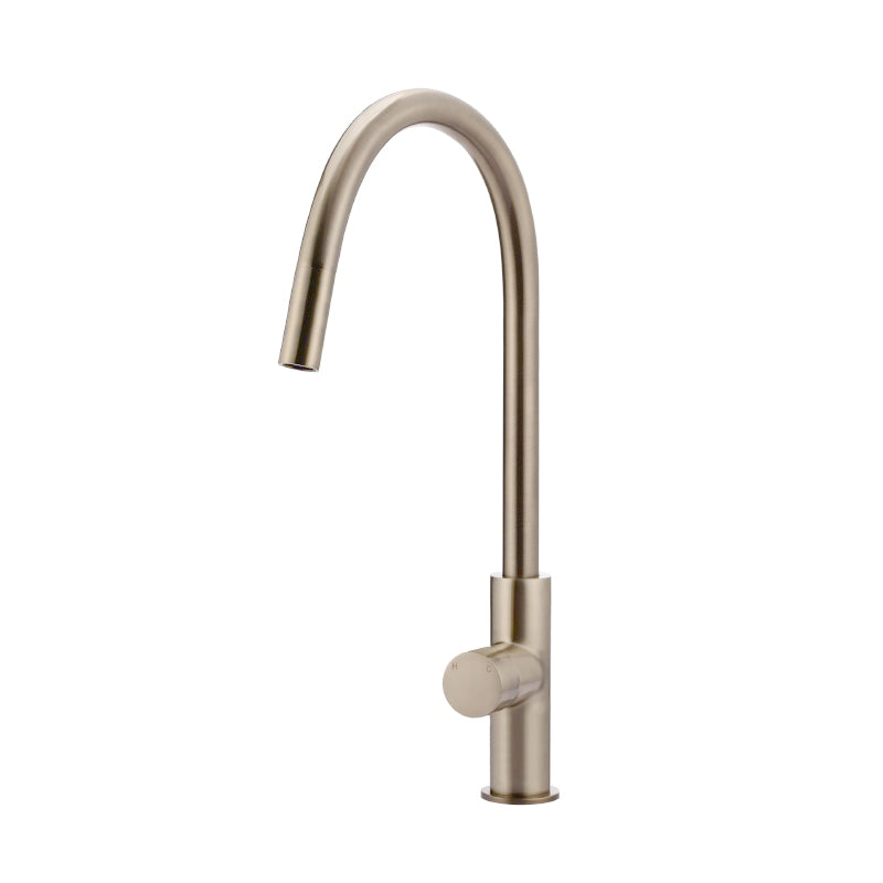 CHAMPAGNE ROUND PINLESS PICCOLA PULL OUT KITCHEN MIXER TAP