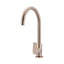 CHAMPAGNE ROUND GOOSENECK KITCHEN MIXER TAP WITH PADDLE HANDLE