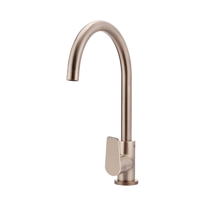 CHAMPAGNE ROUND KITCHEN MIXER TAP WITH PADDLE HANDLE