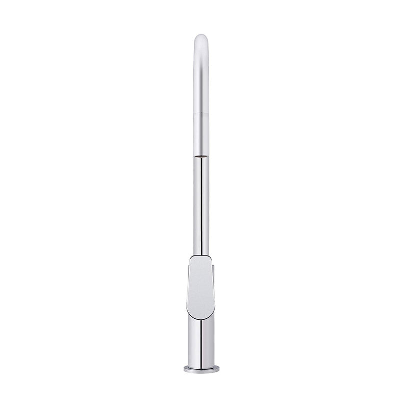 POLISHED CHROME ROUND ROUND PADDLE PICCOLA PULL OUT KITCHEN MIXER TAP