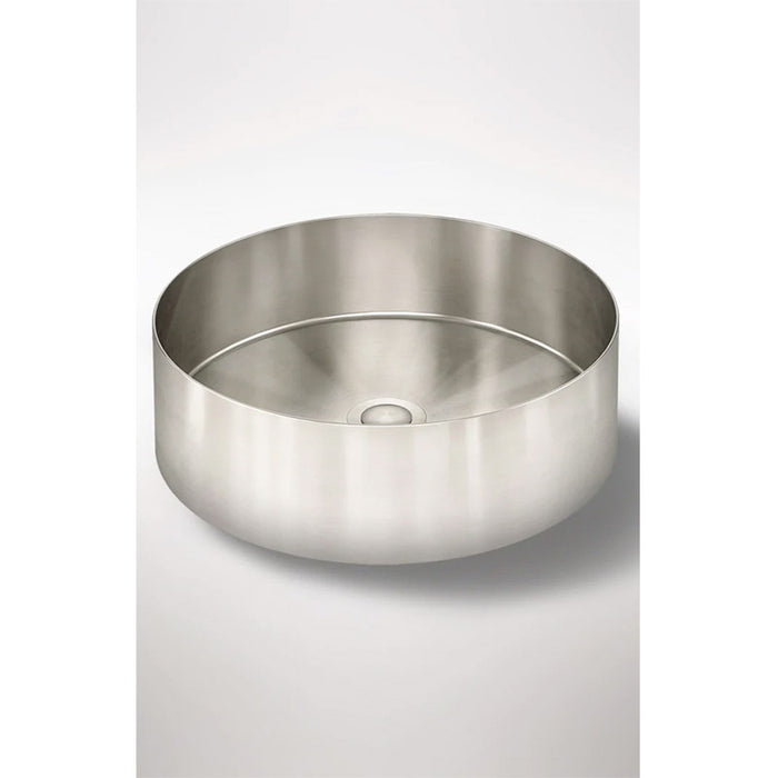 BRUSHED NICKEL ROUND STEEL BATHROOM BASIN 380 X 110