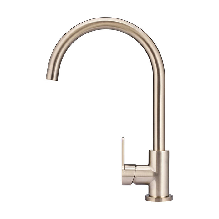 CHAMPAGNE ROUND KITCHEN MIXER TAP WITH PADDLE HANDLE