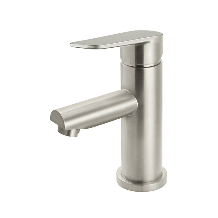 BRUSHED NICKEL ROUND PADDLE BASIN MIXER