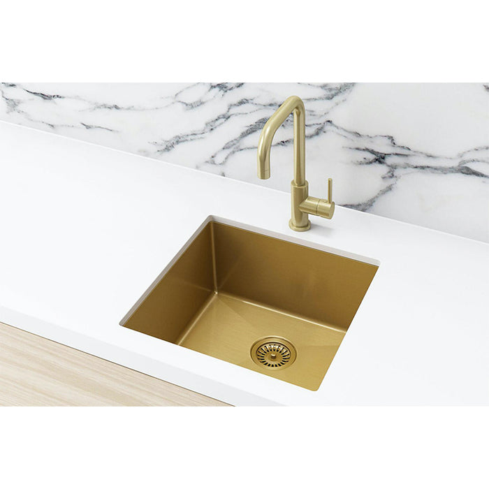 BRUSHED BRONZE GOLD KITCHEN SINK - SINGLE BOWL 450 X 450 - BRUSHED