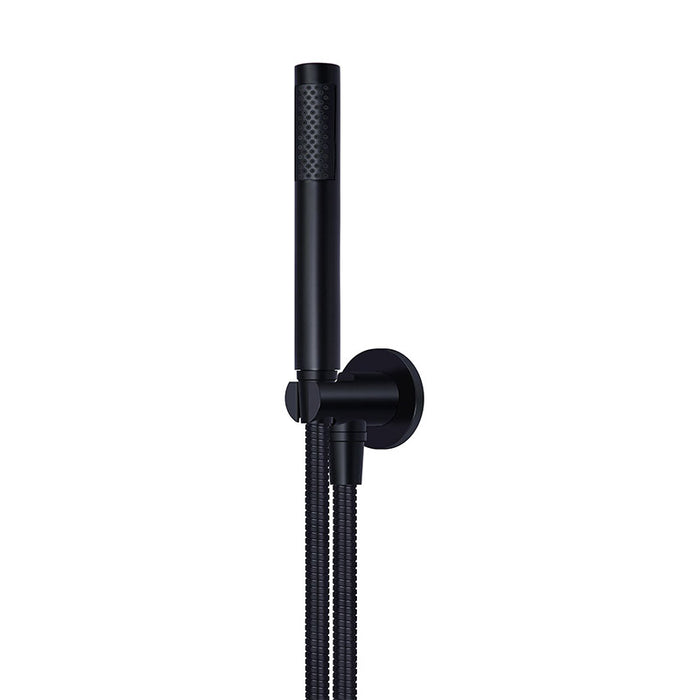 MATT BLACK ROUND HAND SHOWER ON FIXED BRACKET