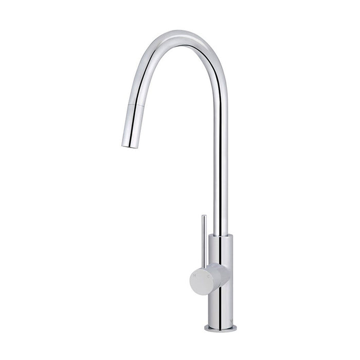 CHROME ROUND PICCOLA PULL OUT KITCHEN MIXER TAP