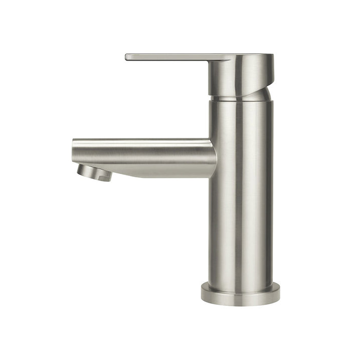 BRUSHED NICKEL ROUND PADDLE BASIN MIXER