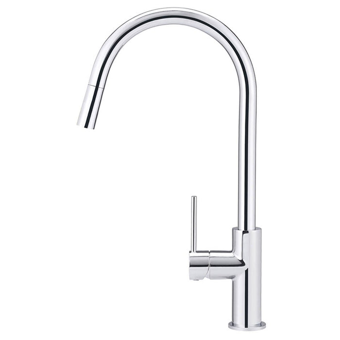 CHROME ROUND PICCOLA PULL OUT KITCHEN MIXER TAP