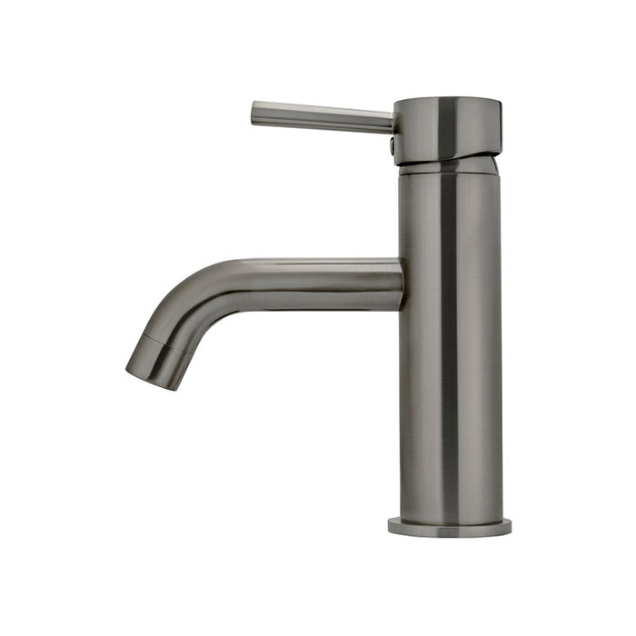 SHADOW BRUSHED NICKEL ROUND BASIN MIXER CURVED