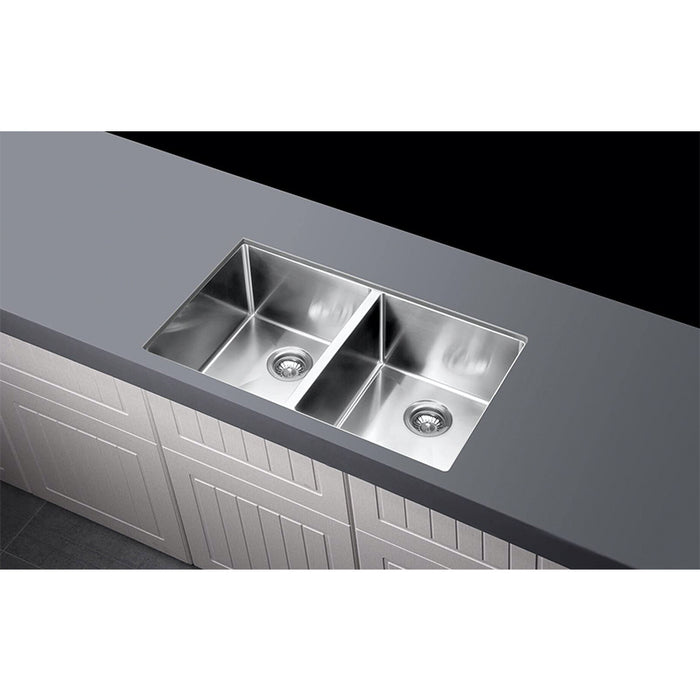 BRUSHED NICKEL KITCHEN SINK - ONE AND HALF BOWL 670 X 440