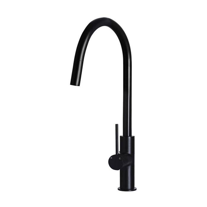 MATT BLACK ROUND PICCOLA PULL OUT  KITCHEN MIXER TAP