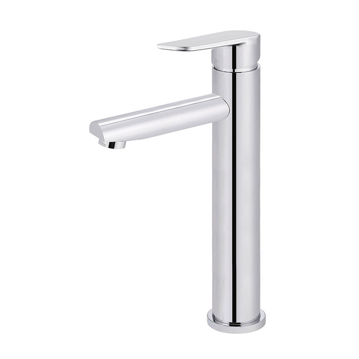 POLISHED CHROME ROUND PADDLE TALL BASIN MIXER