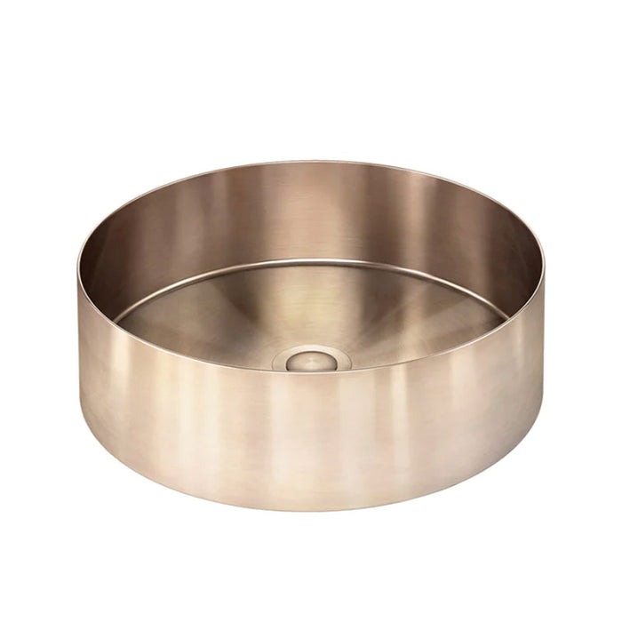 CHAMPAGNE ROUND STEEL BATHROOM BASIN 380 X 110