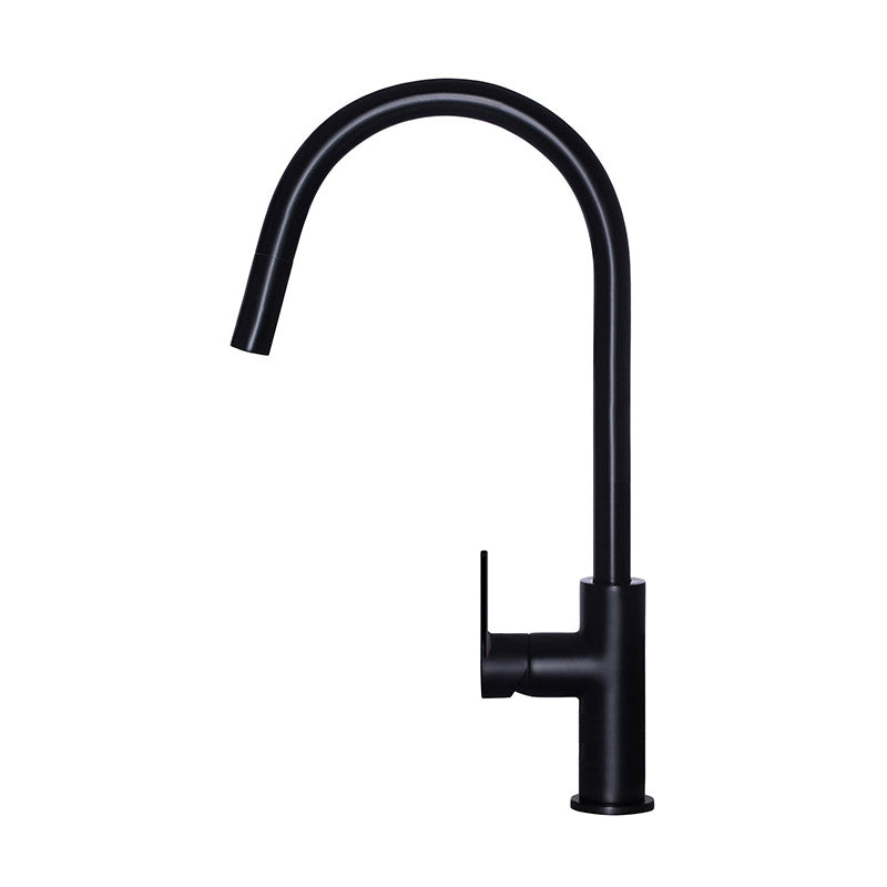 MATT BLACK ROUND ROUND PADDLE PICCOLA PULL OUT KITCHEN MIXER TAP