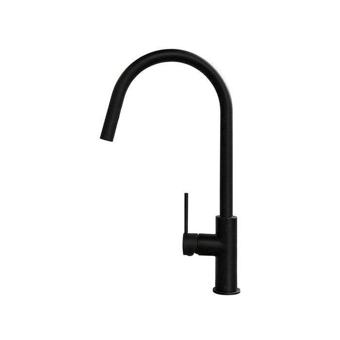 MATT BLACK ROUND PICCOLA PULL OUT  KITCHEN MIXER TAP