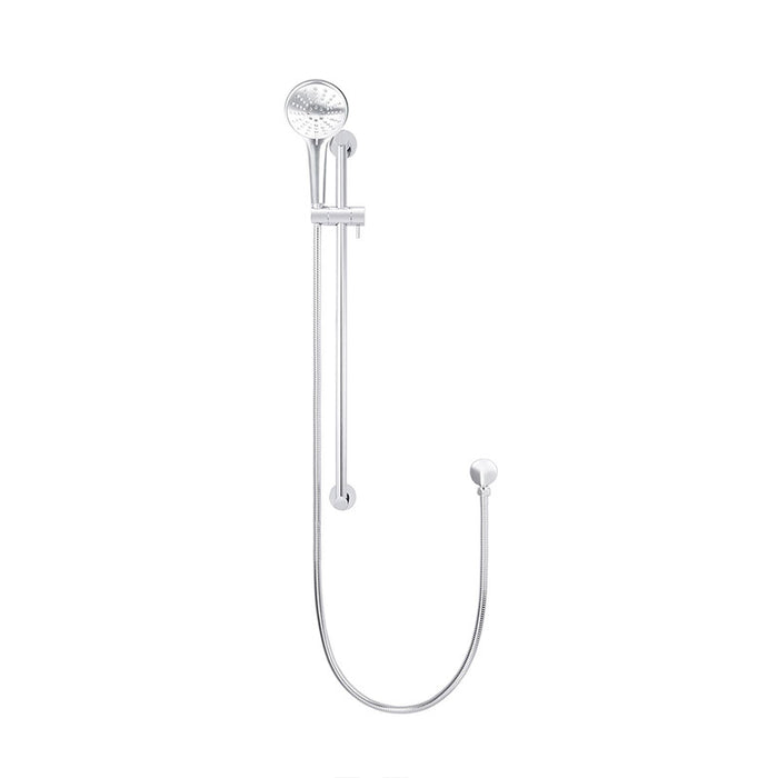 CHROME ROUND THREE FUNCTION HAND SHOWER ON RAIL COLUMN