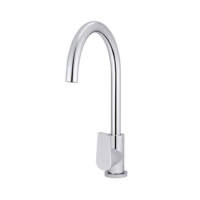 POLISHED CHROME ROUND KITCHEN MIXER TAP WITH PADDLE HANDLE