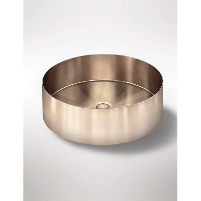 CHAMPAGNE ROUND STEEL BATHROOM BASIN 380 X 110