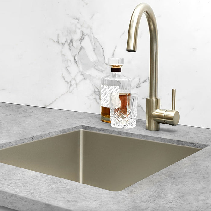 BRUSHED NICKEL ROUND KITCHEN MIXER TAP