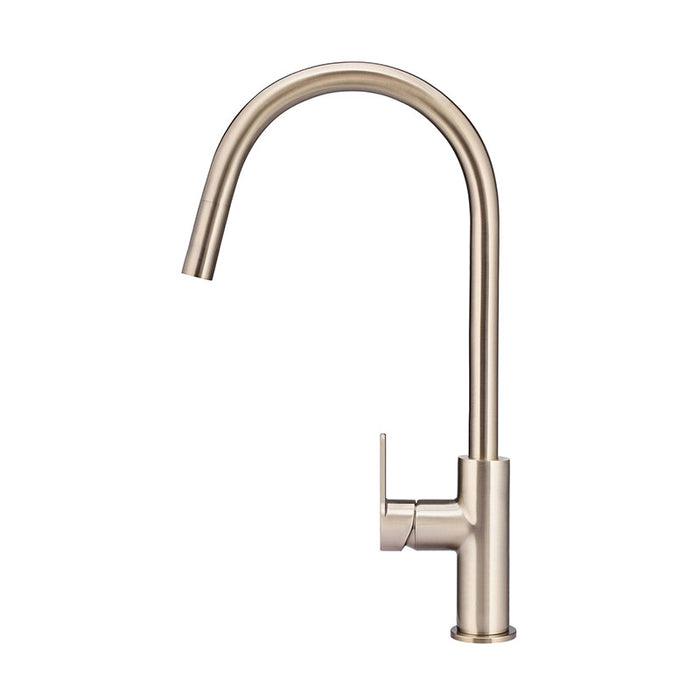 CHAMPAGNE ROUND ROUND PADDLE PICCOLA PULL OUT KITCHEN MIXER TAP